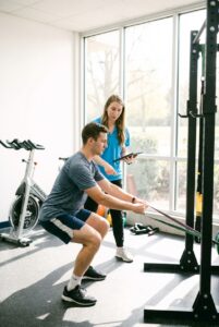 Patient working with a provider at a performance physical therapy clinic in Farmingdale